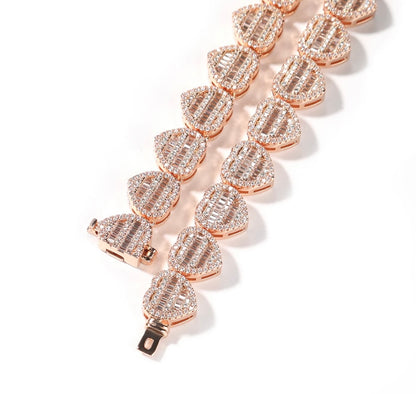 HEART ON ICE BRACELET- 12 mm Baguette heart bracelet