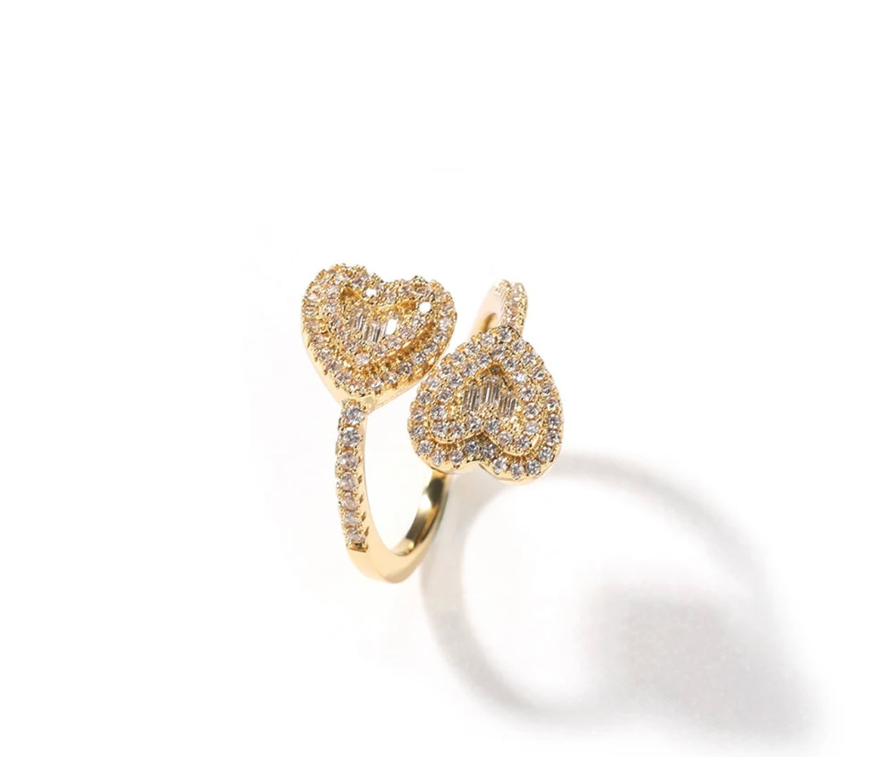 HEART EYEYS- 10 mm Double heart, adjustable ring