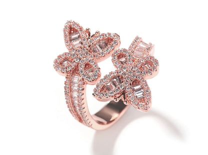 SEEING DOUBLE- 4.6 mm Baguette open double butterlfy ring