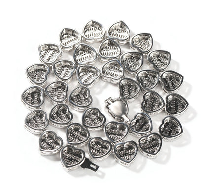 HEART ON ICE- 12 mm baguette heart necklace