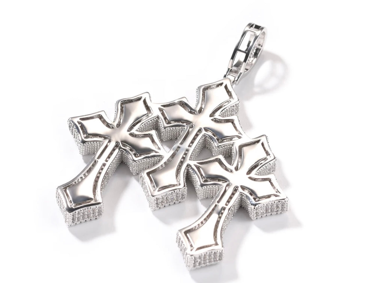TRIO-  9.4 cm Three cluster cross pendant