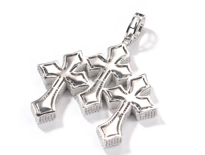 TRIO-  9.4 cm Three cluster cross pendant