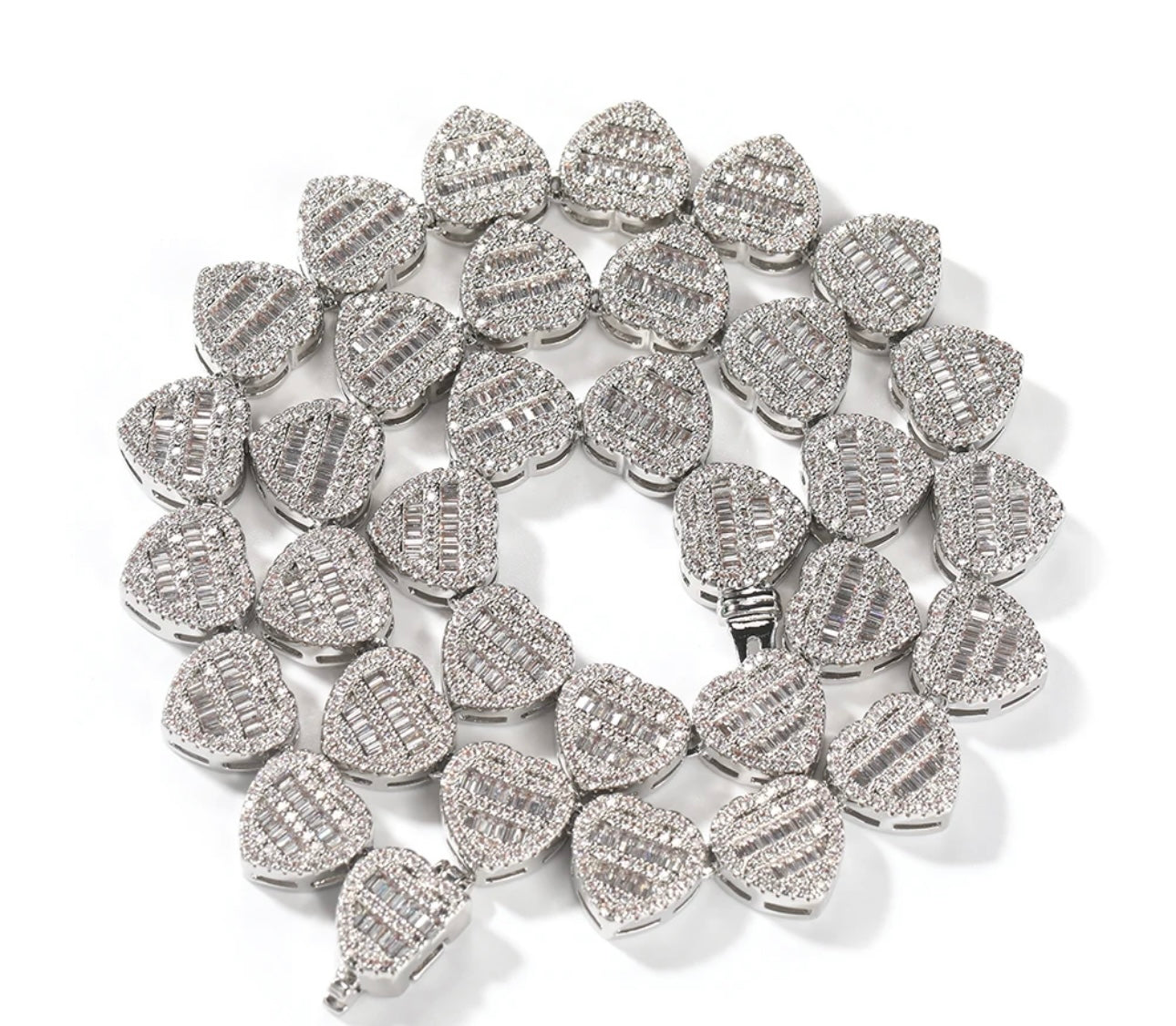 HEART ON ICE- 12 mm baguette heart necklace