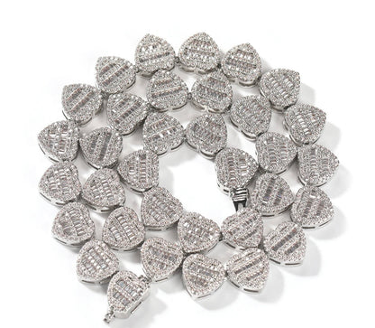 HEART ON ICE- 12 mm baguette heart necklace