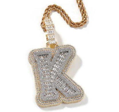 BIGGIE- 8.2 cm 3D elevated center, single letter pendant