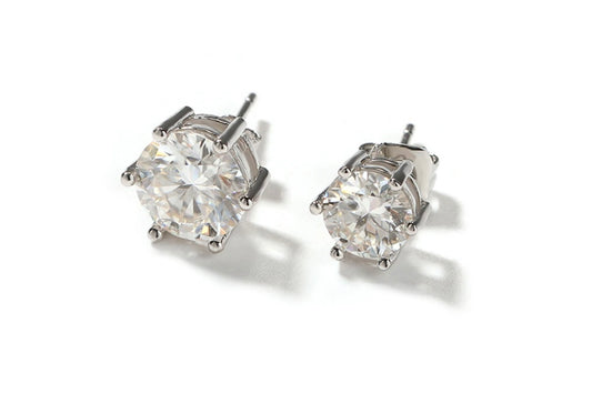 MOZAMBIQUE - 6 mm- 8 mm 925 sterling silver Moissanite stud earring