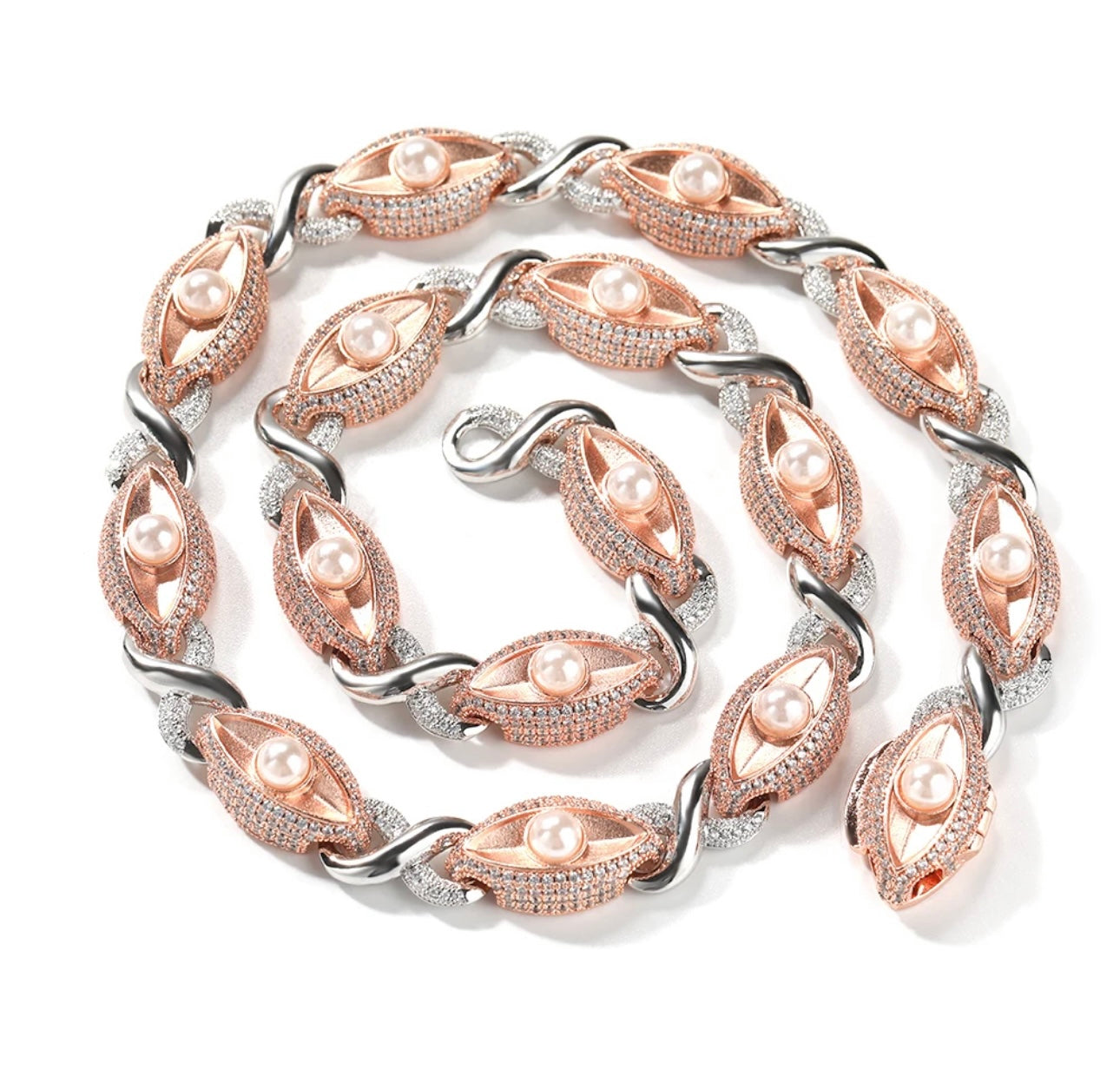 OYSTER- 13  mm Pearl eye chain