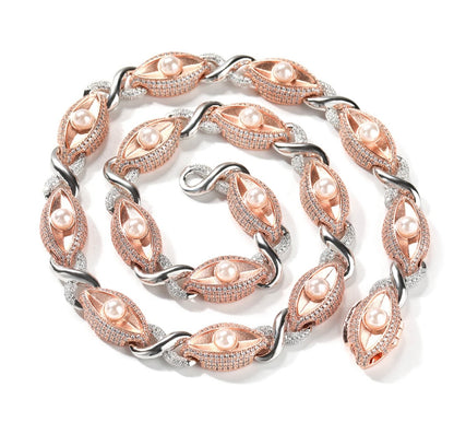 OYSTER- 13  mm Pearl eye chain