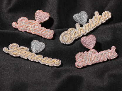 SCRIPT  HEART- 6.2 cm Two-tone cursive nameplate pendant