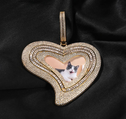 HOLLOW- 9.6 cm Hollow heart custom photo pendant