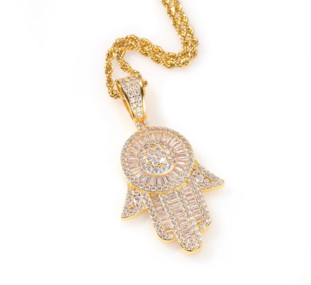 HAMSA - 6.4 cm Baguette Hamsa hand pendant