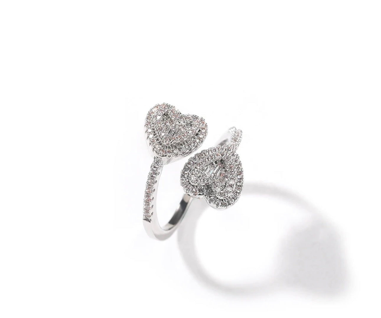HEART EYEYS- 10 mm Double heart, adjustable ring