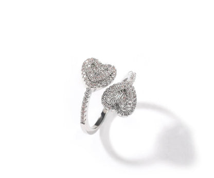 HEART EYEYS- 10 mm Double heart, adjustable ring