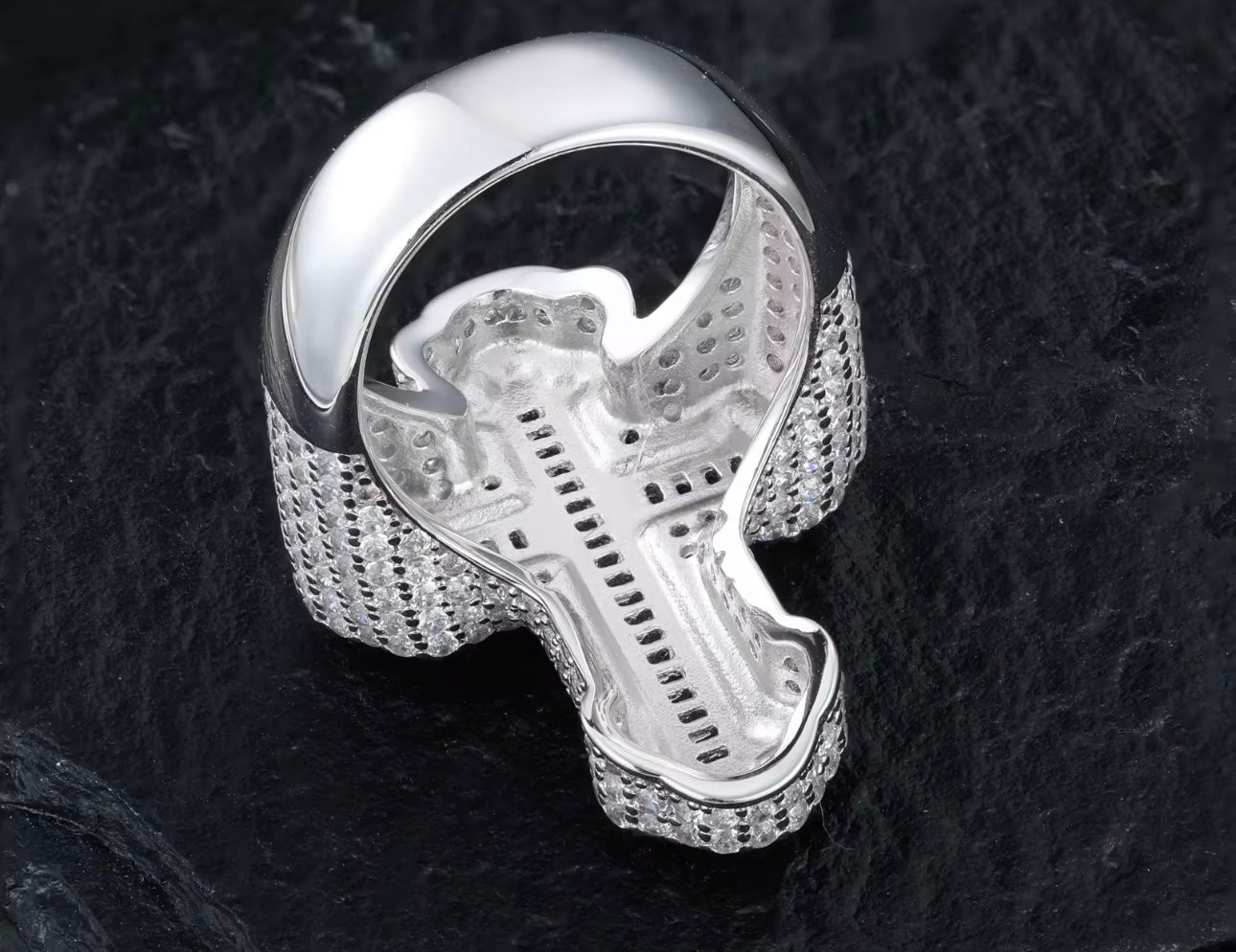 RELIGIOUS- 27 mm 925 Sterling Silver Moissanite cross shaped ring
