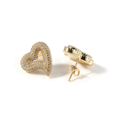 2HEARTS- 15.4 mm Heart shaped stud earrings