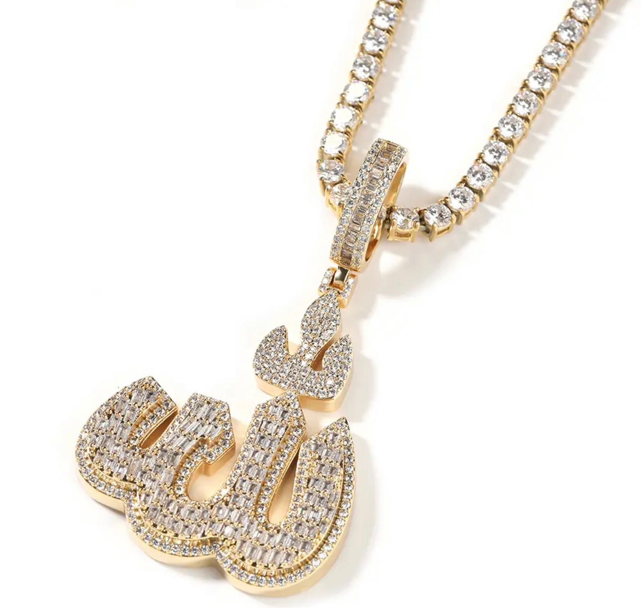 SYMBOL- 7.2 cm Icy Arabic symbol pendant