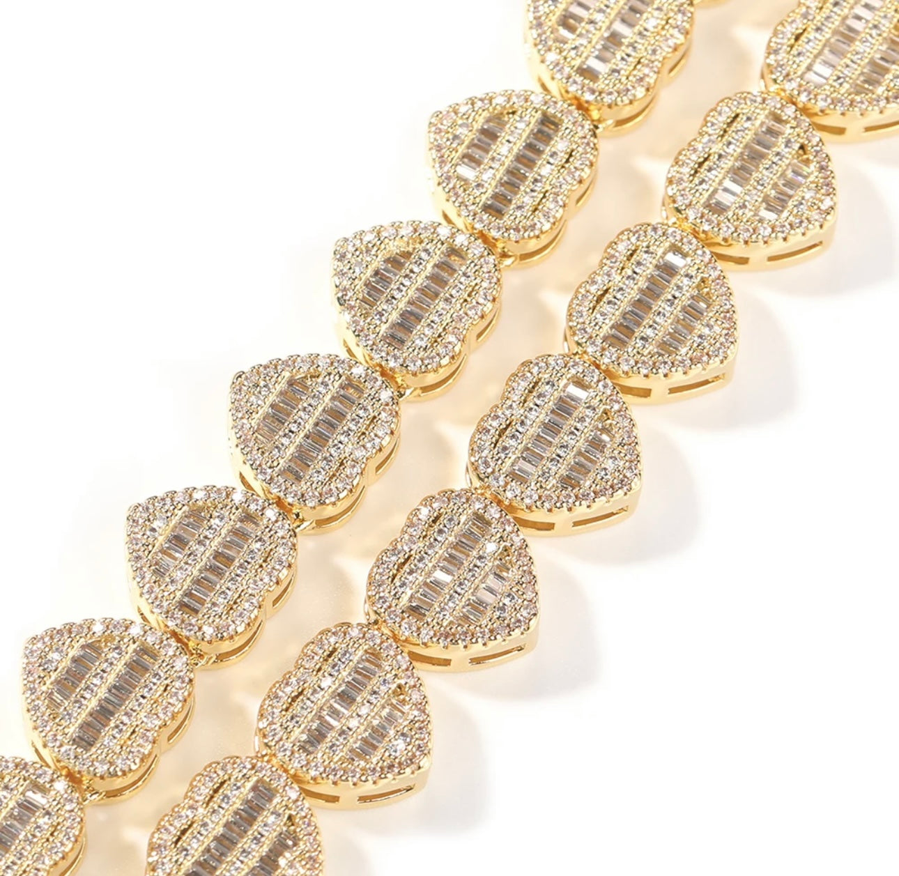 HEART ON ICE BRACELET- 12 mm Baguette heart bracelet