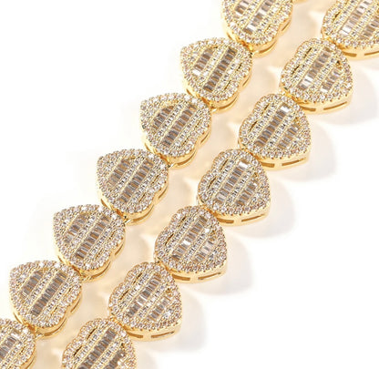 HEART ON ICE BRACELET- 12 mm Baguette heart bracelet