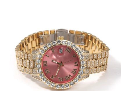 PRINCE$$ CUT- 3.5 cm Icy roman numeral dial, quartz watch