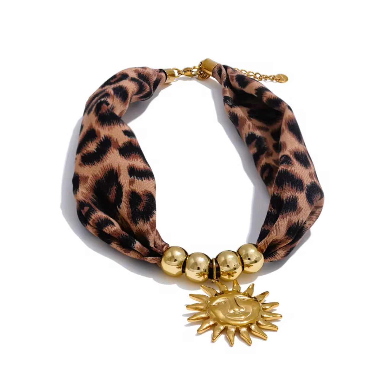 LEOPARD - Leopard sun/ flower pendant necklace