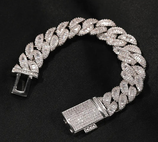 CUBANO BRACELET- 16 mm Baguette Cuban link bracelet
