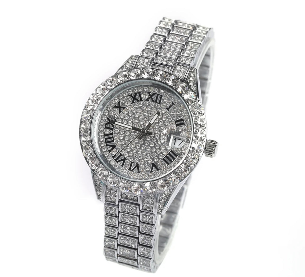 PRINCE$$ CUT- 3.5 cm Icy roman numeral dial, quartz watch