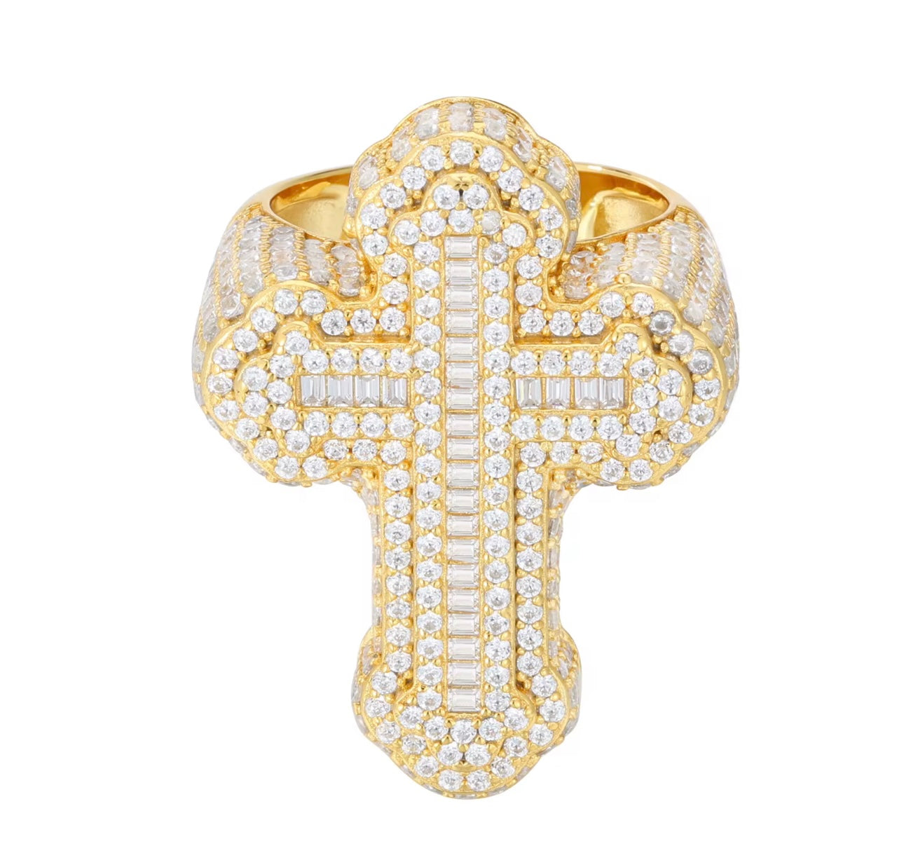 RELIGIOUS- 27 mm 925 Sterling Silver Moissanite cross shaped ring
