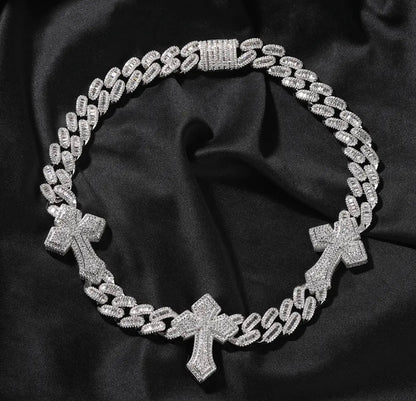 TRIPLE - 15.5 mm Triple cross Baguette Cuban link Chain