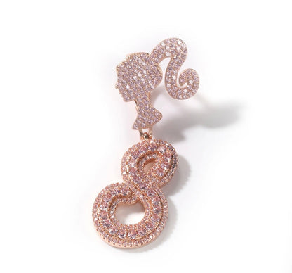 BARBIE GIRL LETTER- 4.7 cm Barbie hook, single letter pendant