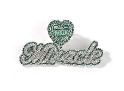 EMERALD - Green heart hook nameplate pendant