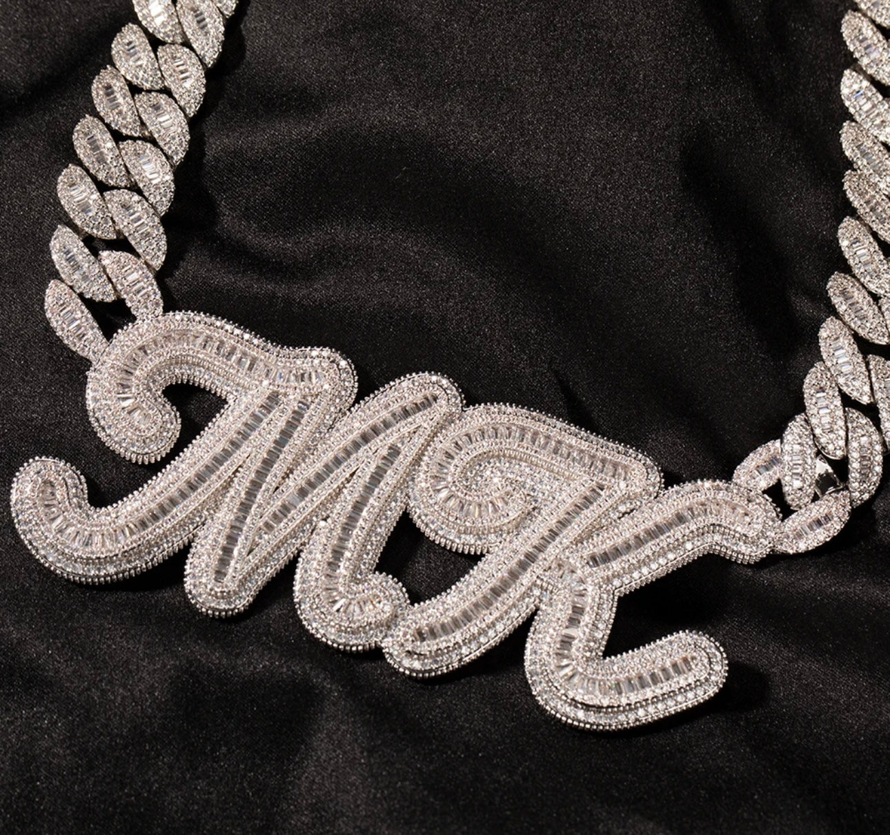 INITIAL - Custom initial nameplate pendant Cuban link