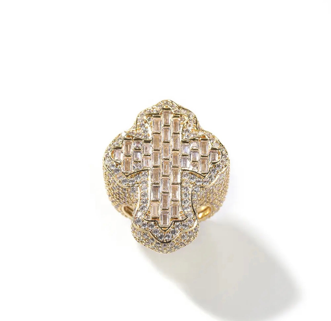 CROSS ROADS 2.0- 925 Sterling silver 38 mm Baguette cross ring