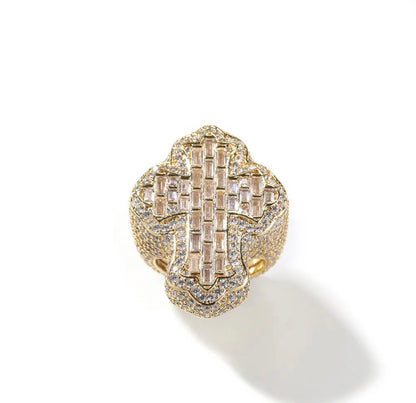 CROSS ROADS 2.0- 925 Sterling silver 38 mm Baguette cross ring