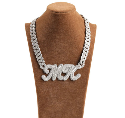 INITIAL - Custom initial nameplate pendant Cuban link