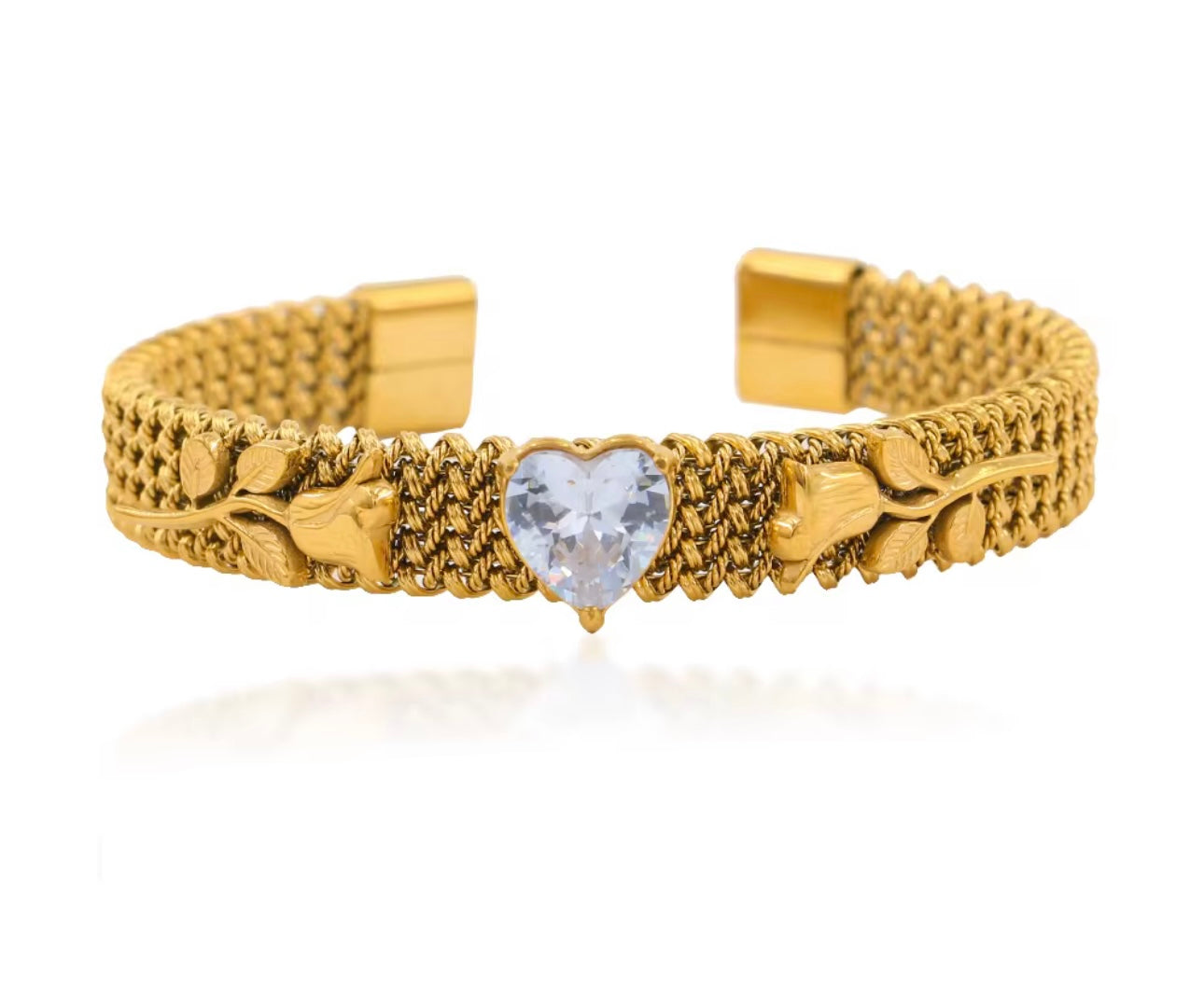 ROSY - 11 mm Stainless Steel, rose-heart bracelet