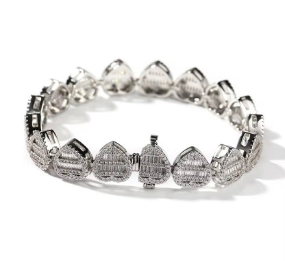 HEART ON ICE BRACELET- 12 mm Baguette heart bracelet