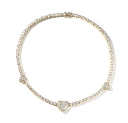 VALENTINE - 4 mm Three heart tennis chain
