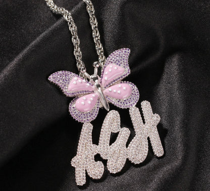 BUTTERFLY ICE- Butterfly nameplate pendant