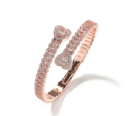 HEART CRUSHER- 12 mm Cuban link heart bangle