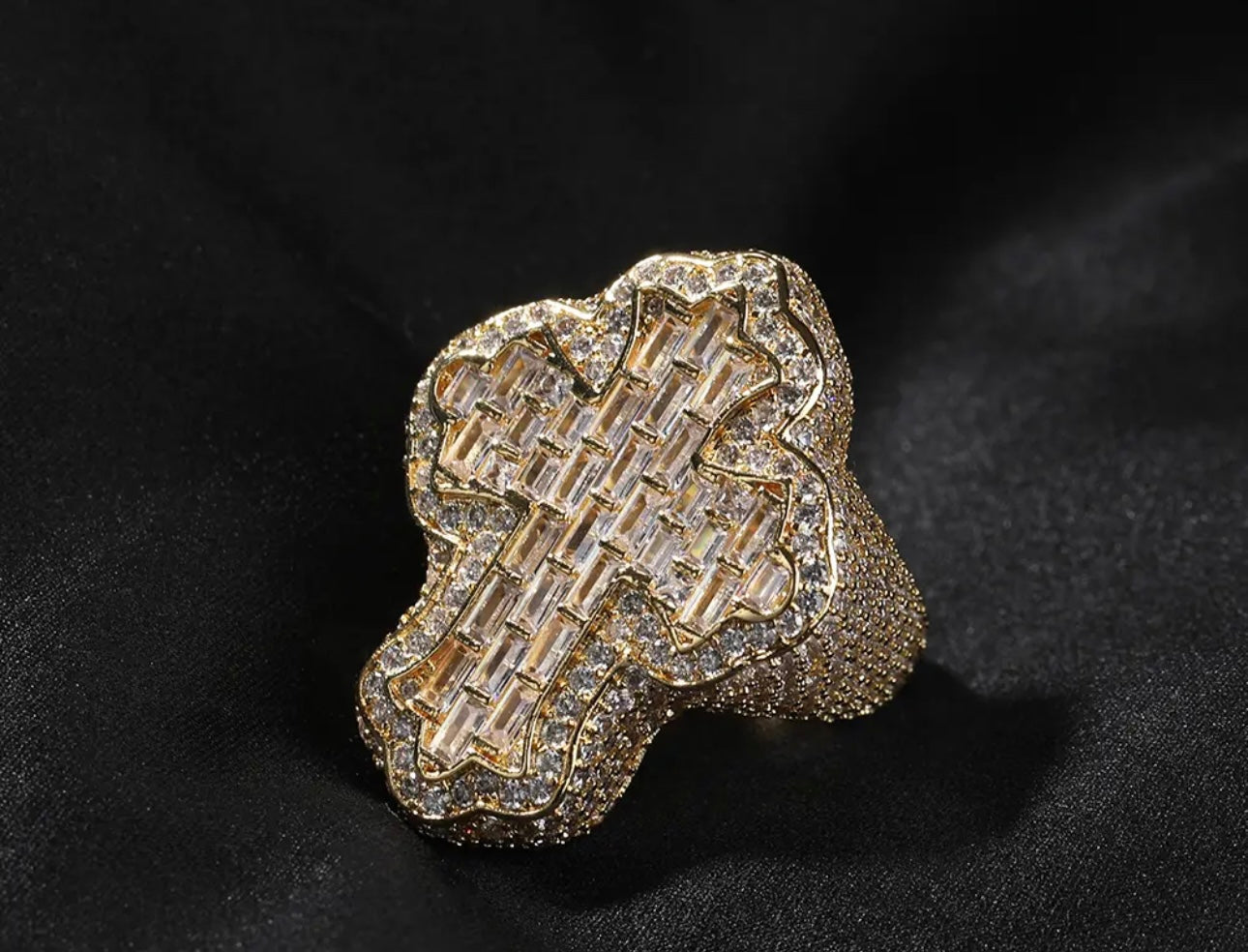 CROSS ROADS 2.0- 925 Sterling silver 38 mm Baguette cross ring