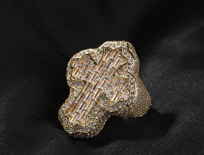 CROSS ROADS 2.0- 925 Sterling silver 38 mm Baguette cross ring